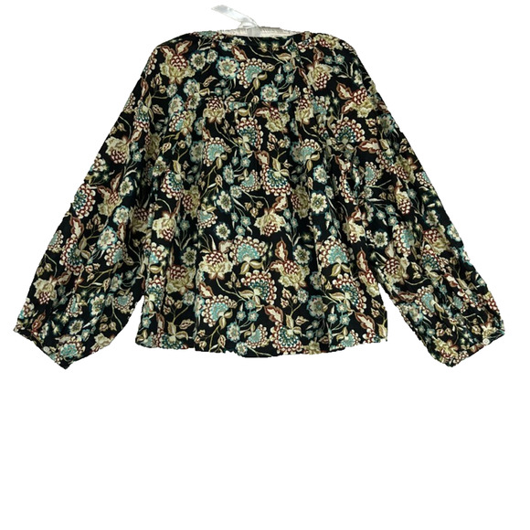 A.N.A Blouse Top Button Up Size XXL Floral Cuffed Sleeve Long Sleeve V Neck - Picture 2 of 7